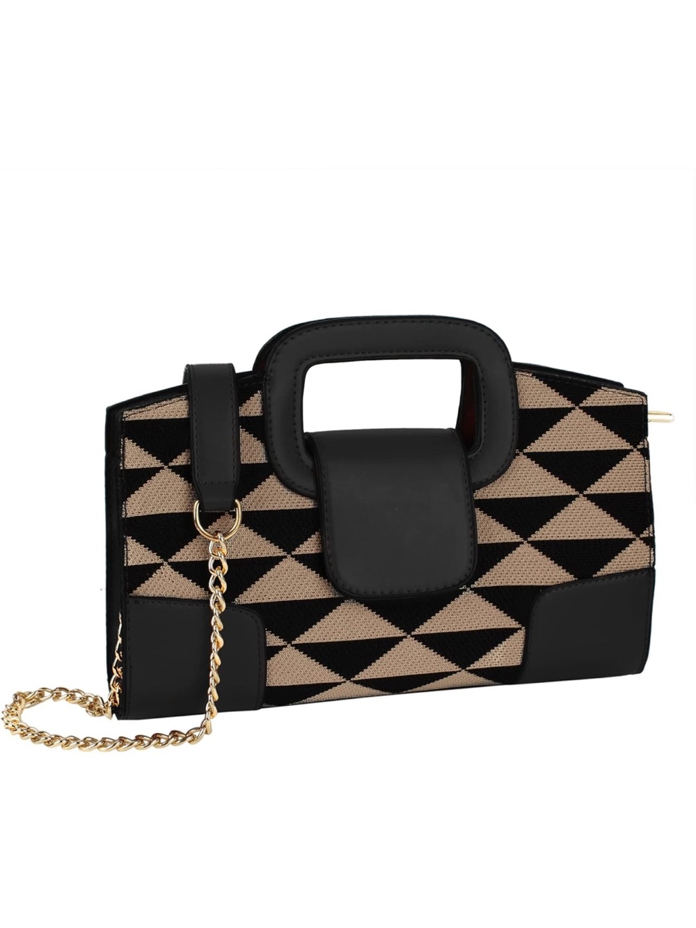 Structured Geometric Black & Beige Tote Bag